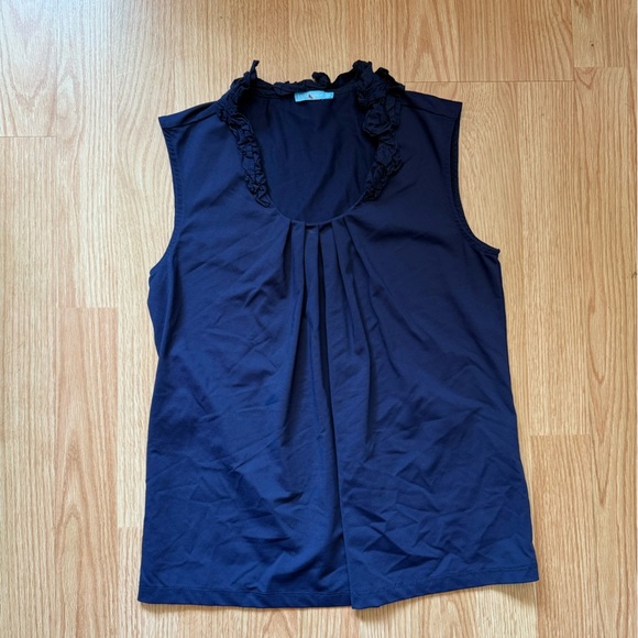 J McLaughlin Womens Top Small Blue Catalina Cloth Ruffle Neckline Ruched Sz XS - Picture 1 of 4